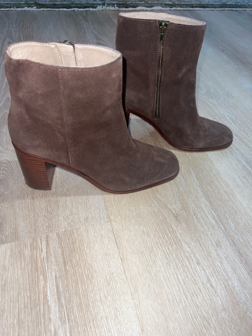 Madewell Brown Suede Block Heel Ankle Boots